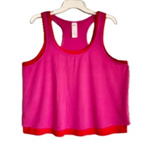 Women’s sport top, two-layered athletic top. Pink red. Size XL